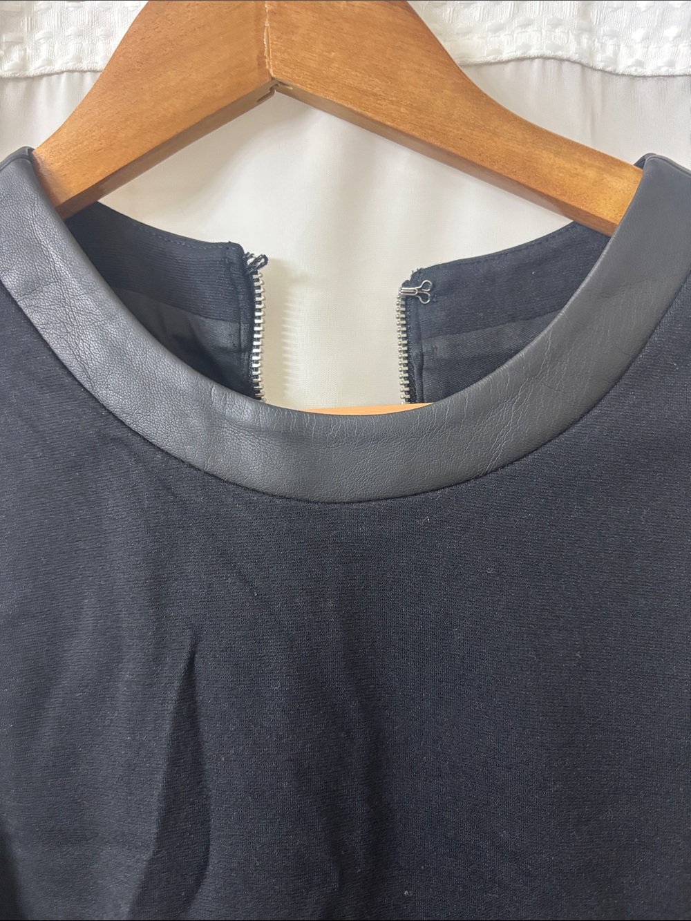 Express Women's Black Sleeveless Mini Dress  with Faux Leather Trim - Picture 3 of 4